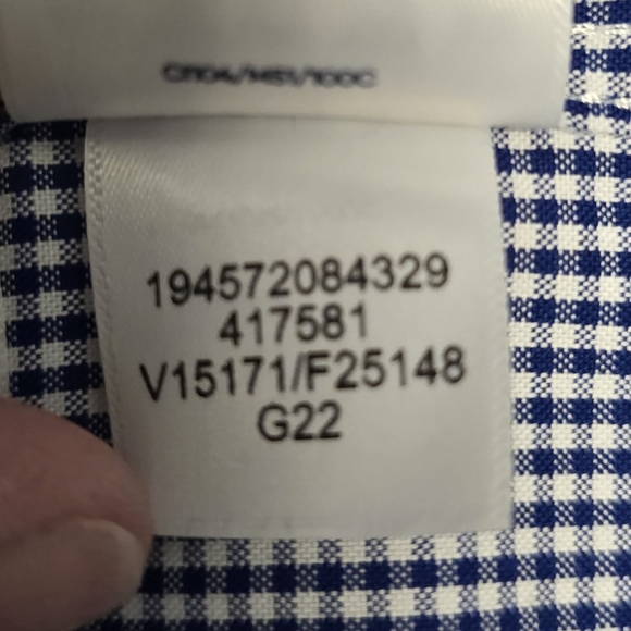 Lands End Dress Shirt Mens Button Up XXL 18.5 Blue Gingham Check 37/T Oeko-Tex - Picture 4 of 9